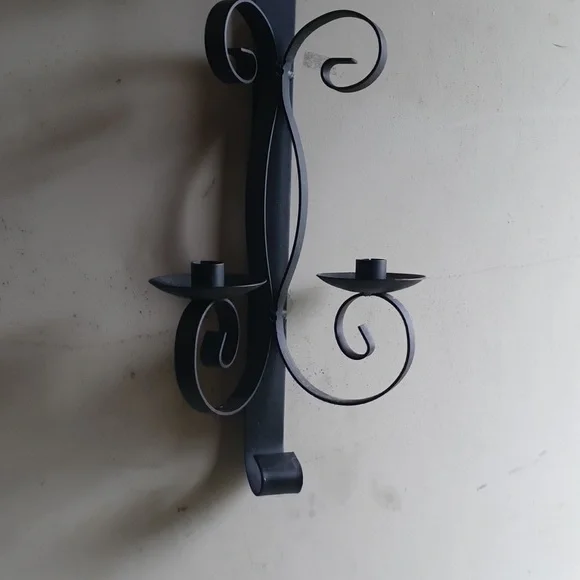 Vintage Black Iron Candle Holder Accent